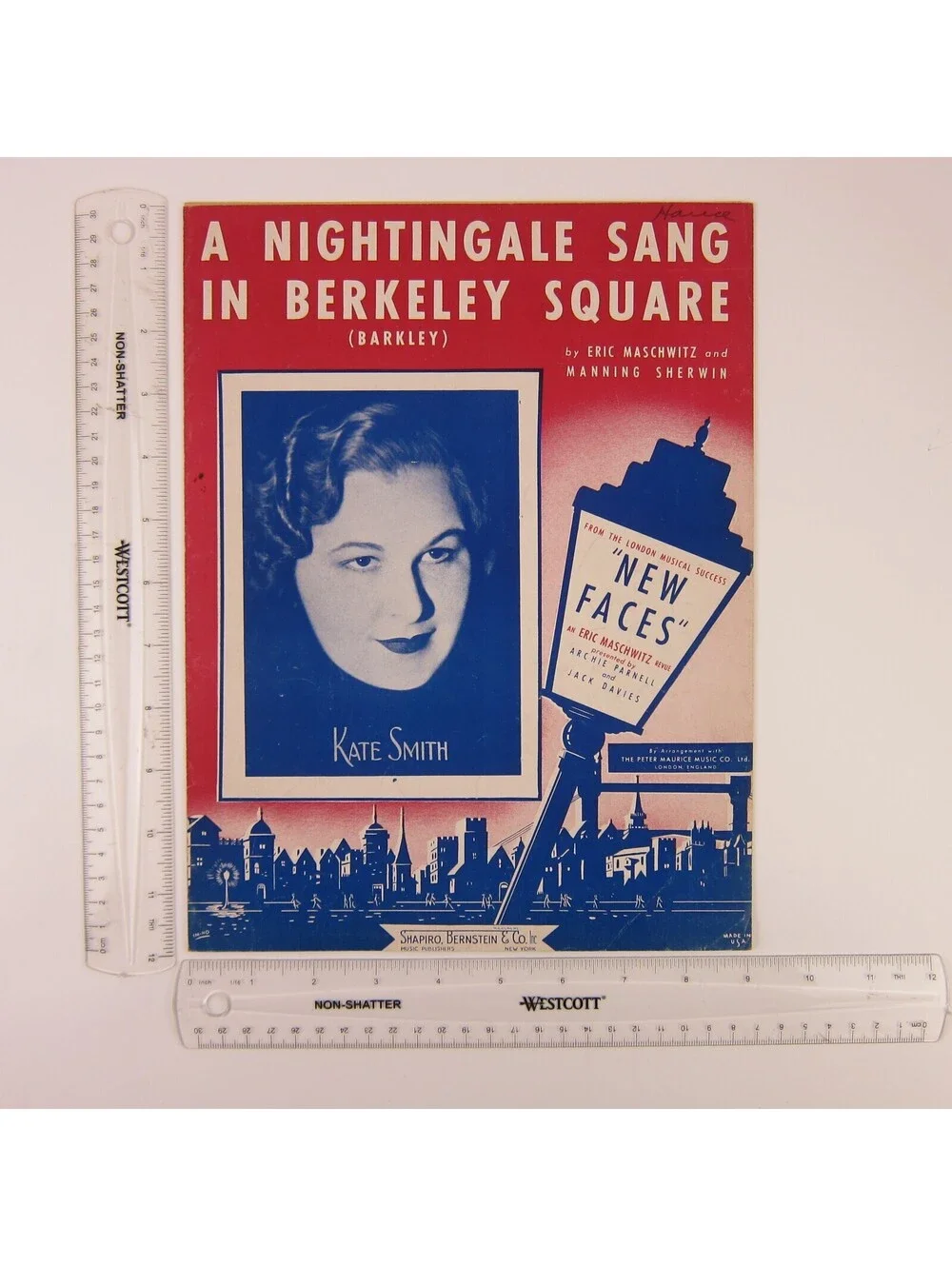 Sheet Music A Nightingale Sang In Berkeley Square Kate Smith Vintage 1940